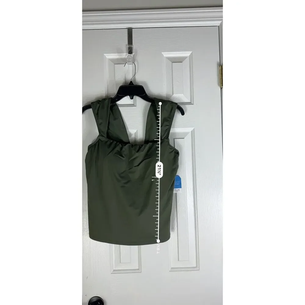 NWT Lands End Womens Green Swim Top Size 14